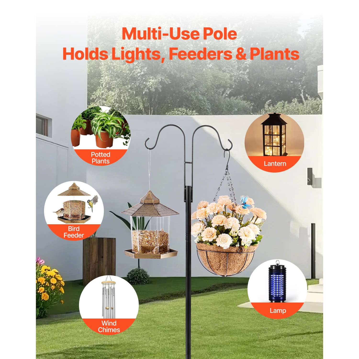 Double Shepherds Hook 8 Pack 76 Inch Heavy Duty Bird Feeder Pole_voghion.com
